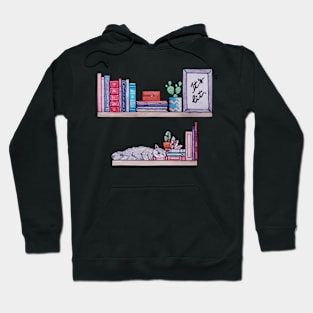 Watercolor Library Lovers Bookshelf with cat books It's lit Hoodie